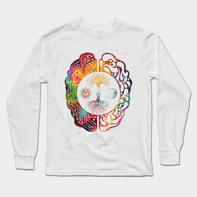 Tree of Life and brain Long Sleeve T-Shirt by erzebeth